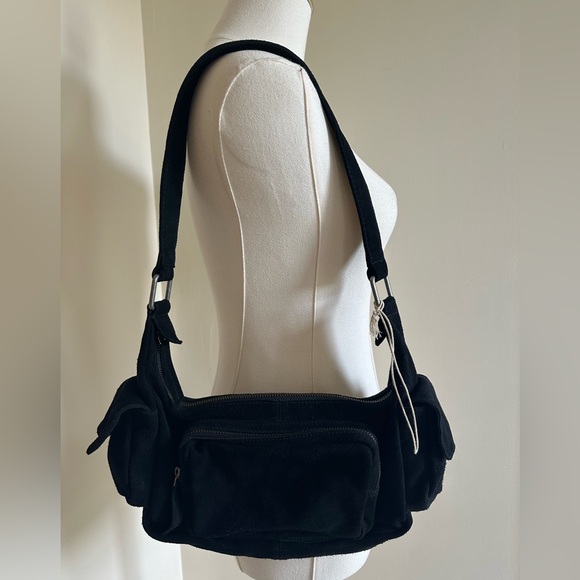 Free People Siren Black Suede Shoulder Bag - NWOT - Picture 3 of 13